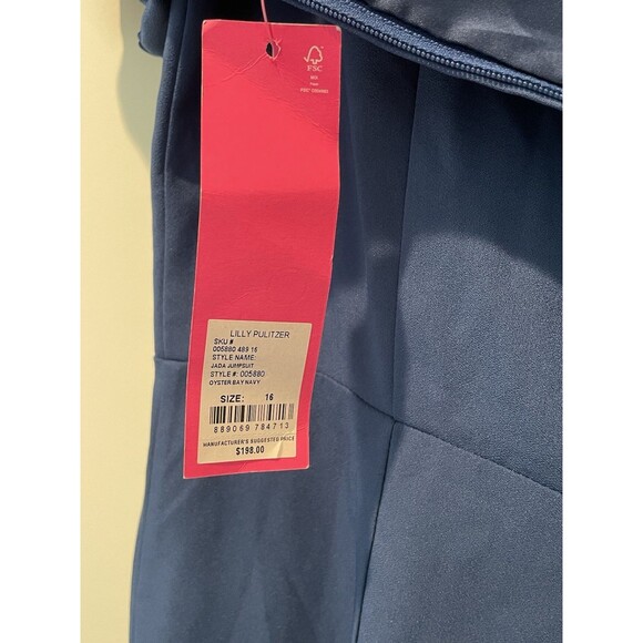 Blue Square Neck Puff Sleeve Jumpsuit Elegant Party Casual‎ - Picture 6 of 8